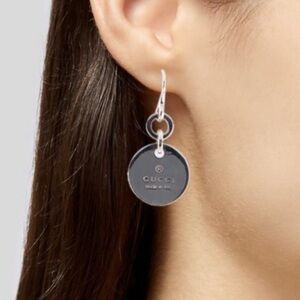 🆕 925 Silver Gucci Round Disc Drop Earrings! 💥